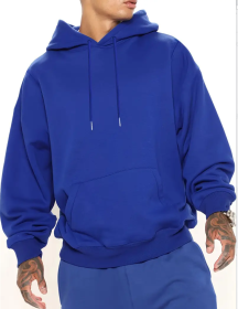 Men's Solid Color Hooded Jumper (Option: Blue-M)