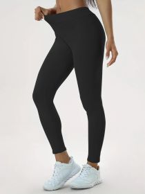 Women's Yoga Pants High Waist Lift High Elastic Tight Fitness Trousers (Option: Black-S)