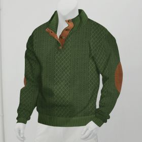 Stand Collar Long Sleeve Jacquard Knitted Pullover Sweater (Option: Army Green-S)