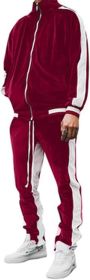 Men's 2 Pieces Full Zip Tracksuits Golden Velvet Sport Suits Casual Outfits Jacket & Pants Fitness Tracksuit Set (Color: Red, size: S)