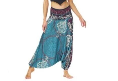 Flowy Boho Pants Harem Loose Yoga Pants (Color: Blue, size: One Size)