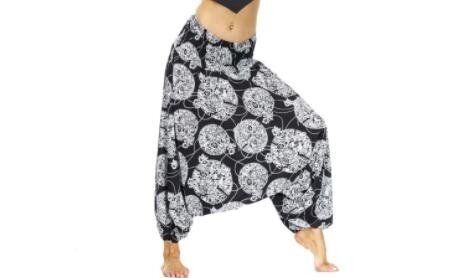 Flowy Boho Pants Harem Loose Yoga Pants (Color: Black, size: One Size)