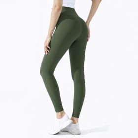 High Waist Naked feeling Leggings Push Up Sport Women Fitness Running Yoga Pants Energy Seamless Leggings Gym Girl leggings (Color: Style12Ink Green, size: M)