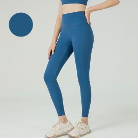 High Waist Naked feeling Leggings Push Up Sport Women Fitness Running Yoga Pants Energy Seamless Leggings Gym Girl leggings (Color: Style3Ink Blue, size: M)