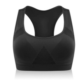 Women Running Sports Bra , Gym Fitness Women Seamless Padded Vest Tanks (Color: Black, size: L)