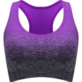 1pc/2pcs/3pcsMedium Support Two Tone Racer Back Sports Bra, Fitness Workout Running Yoga Bra (Color: Purple, size: XL(12))