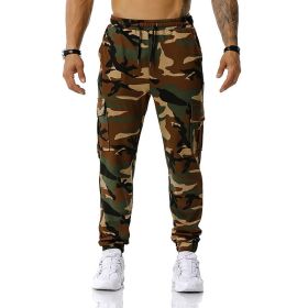 Man Pants Patchwork Camouflage Jogging Pants Outdoor Sports Fitness Sweatpants (Color: Green, size: 32)