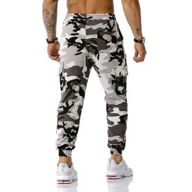 Man Pants Patchwork Camouflage Jogging Pants Outdoor Sports Fitness Sweatpants (Color: GRAY, size: 30)