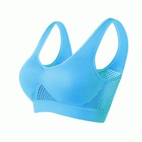 Women Yoga Underwear Padded Crop Tops Underwear Gym Top Yoga Sport Bra Breathable Fitness Running Vest Yoga Bras Sports Type (Color: Blue, size: L)