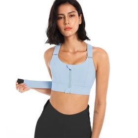 Women Sports Bras Tights Crop Top Yoga Vest Front Zipper Plus Size Adjustable Strap Shockproof Gym Fitness Athletic Brassiere (Color: E77-6, size: L)