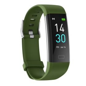 S5 Fitness Tracker Smart Watch Sports Watch Bracelet blood pressure fitness heart rate meter step temperature waterproof sports bracelet (Colour: Army green)