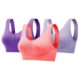 3 Pack Sport Bras For Women Seamless Wire free Bra Light Support Tank Tops For Fitness Workout Sports Yoga Sleep Wearing (Color: PP_GY_MelonRed, size: 2XL)