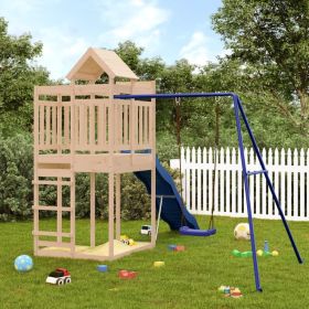 Outdoor Playset Solid Wood Pine (Color: Brown)