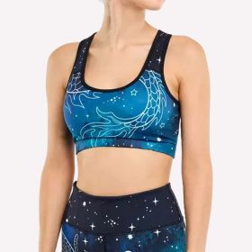 Women's Padded Sports Bra Fitness Workout Running Shirts Yoga Bra Athletic Tops (Colour: Starry Blue, size: L)