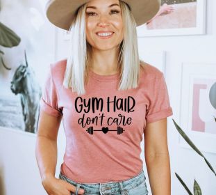 Gym Hair Don't Care T-shirt, Gym Shirt, Sports Gift, Workout Tee, Women's Fitness Top, Aesthetic Gym Wear Tee, Mama's Shirt, Gift For Women (size: 3XL)