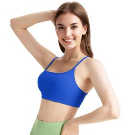 1Pc/3Pcs Women Cross Back Sport Bras Padded Strappy Crop Open Back Low Impact Bras Sexy Fitness Tank Tops (Color: 1PcRoseRed+1PcBlue+1PcWhite, size: XL)