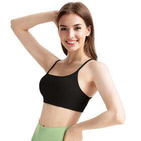 1Pc/3Pcs Women Cross Back Sport Bras Padded Strappy Crop Open Back Low Impact Bras Sexy Fitness Tank Tops (Color: 2PcBlack+1PcWhite, size: S)